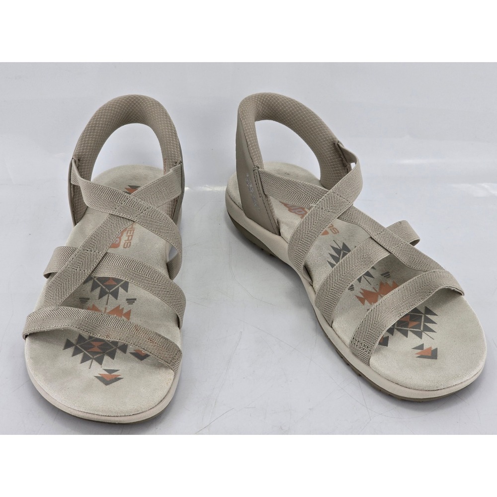 Skechers Slip-ins Reggae Slim Sandals Womens 11 Taupe Strappy Aztec -Excellent‎